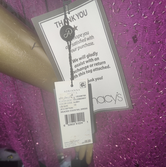 NWT $$269 Adrianna Papell Fully Beaded Cocktail Dress with Flutter Sleeves - Picture 12 of 12